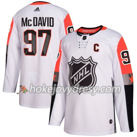 Pánské Hokejový Dres Edmonton Oilers Connor McDavid 97 2018 NHL All-Star Pacific Division Adidas Bílá Authentic